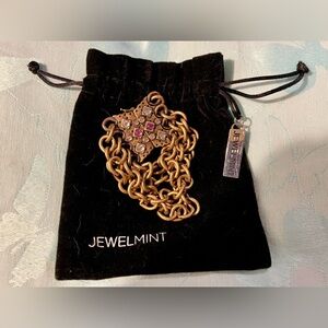 Jewelmint 4 Strand Gold with Pink/Clear Stones Gladiator Bracelet with Bag